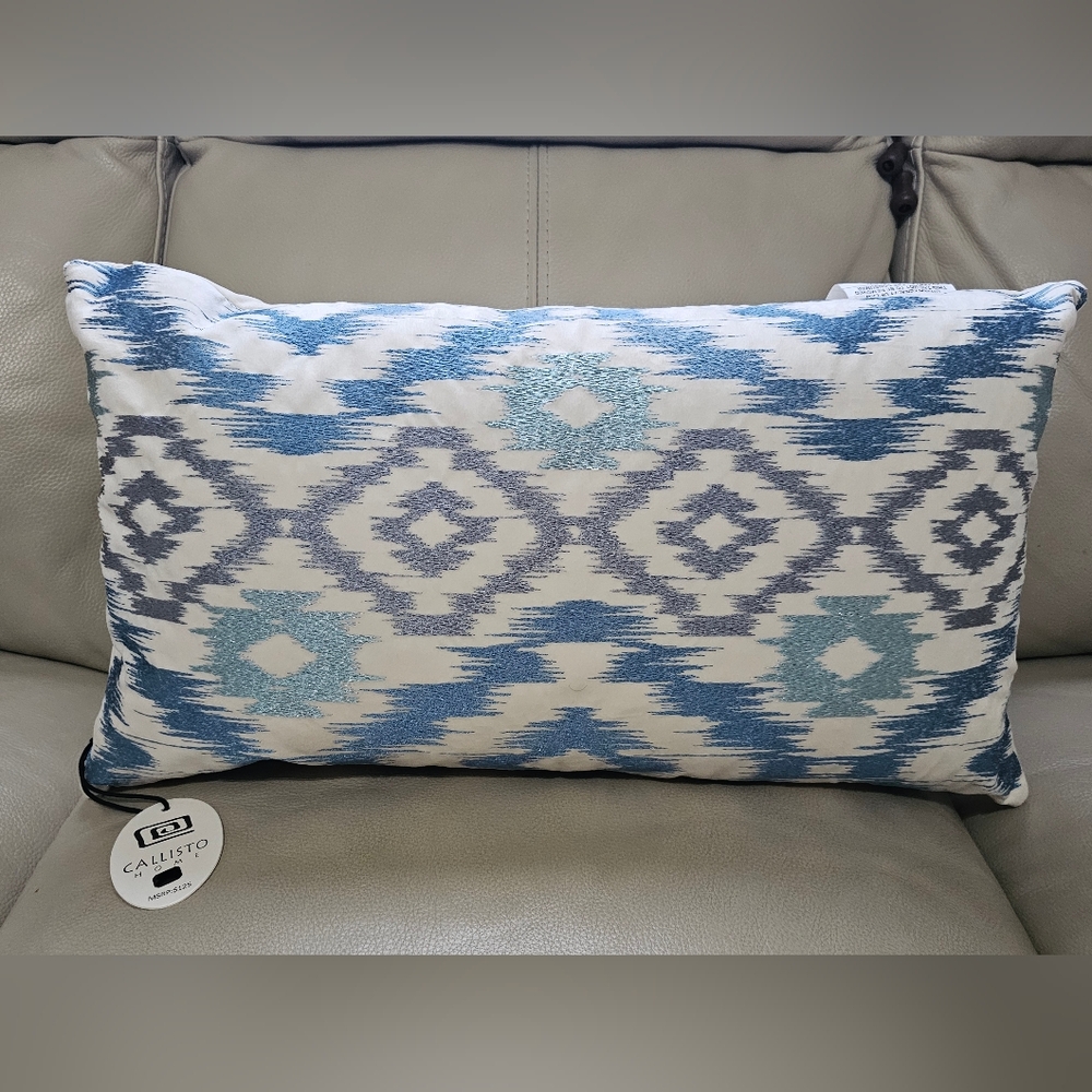 Blue and White Patterned Pillow Callisto Home